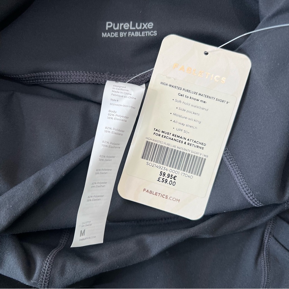 Fabletics NWT PureLuxe Maternity Bicycle Shorts - Black Size M - Picture 10 of 10